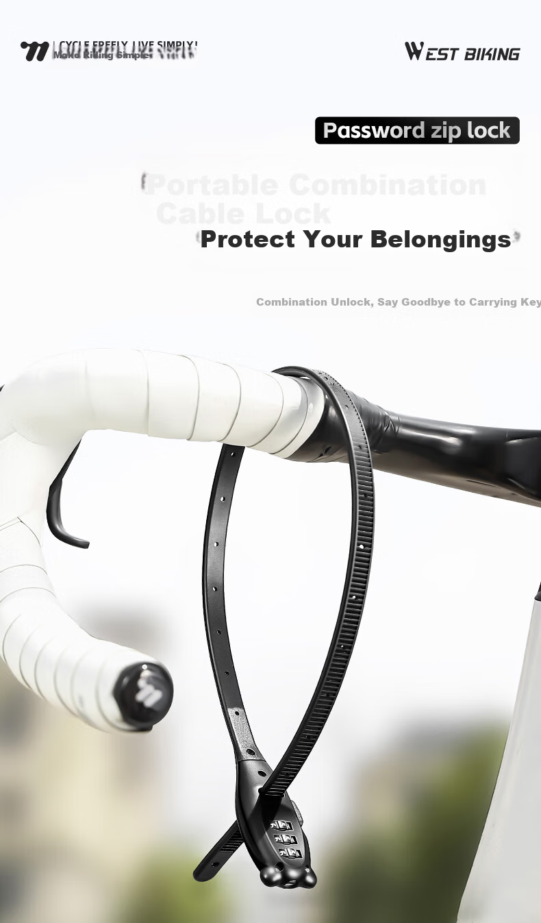 Xiqizhe Bicycle Cable Lock Motorcycle Helmet Lock Electric Vehicle Password Anti-theft Portable Steel Wire Lock 1