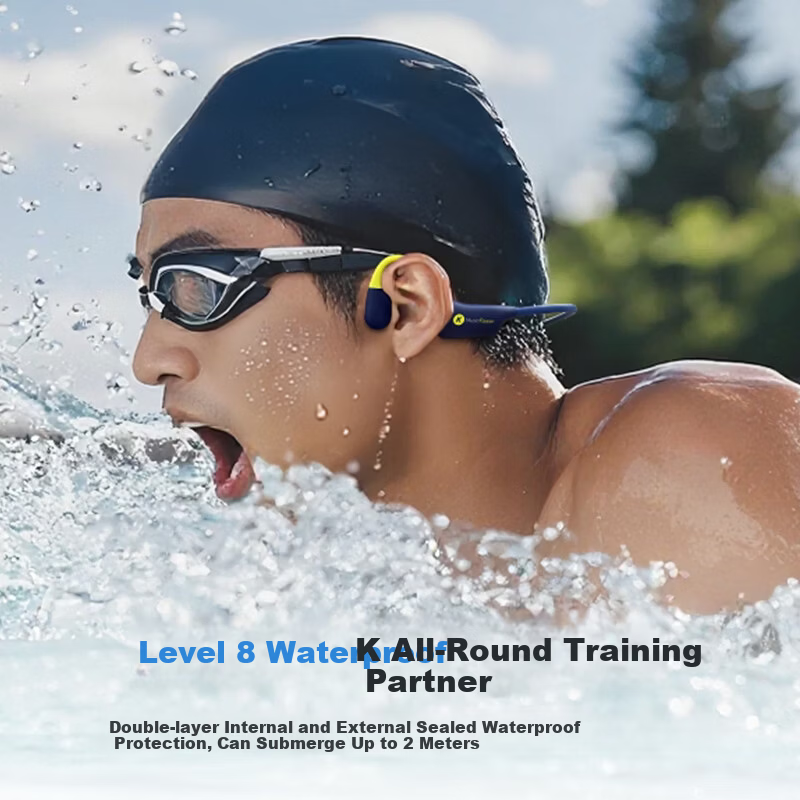 KUGOU Flagship 6.0 Bone Conduction Bluetooth Headphones Waterproof Level 8 Volume Level 16 Swimming Sports Running Cycling Open Ear Hook Long Battery Life Underwater Integrated MP3 K8