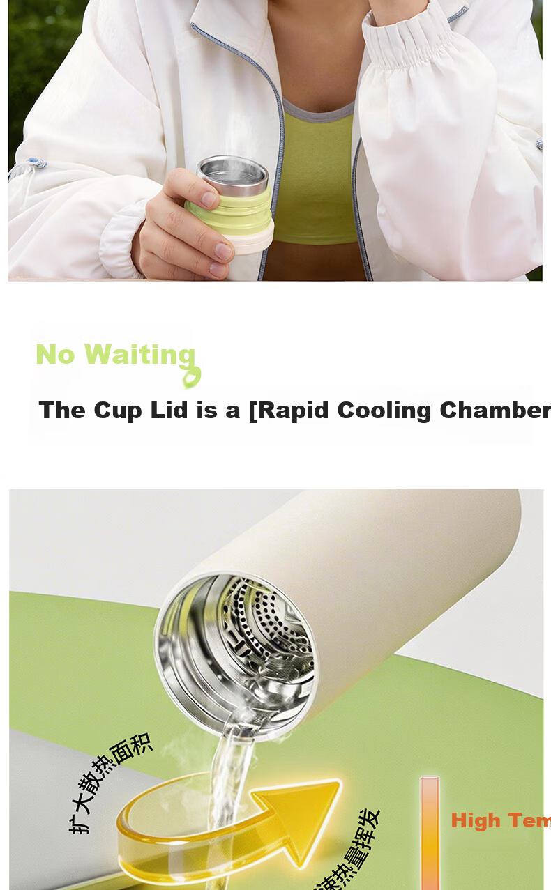 SUPOR Rotating Lid Insulated 316L Stainless Steel Tea Infuser Cup for Men and Women, High-Value Car Water Bottle 3