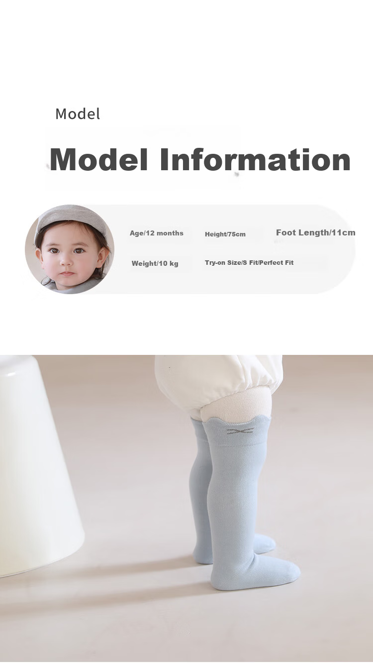 Five Cotton 3 Pairs Baby Socks Autumn Winter Anti-Mosquito Long Tube Combed Cotton Children's Socks Baby Loose Top Non-Tight Class A 11