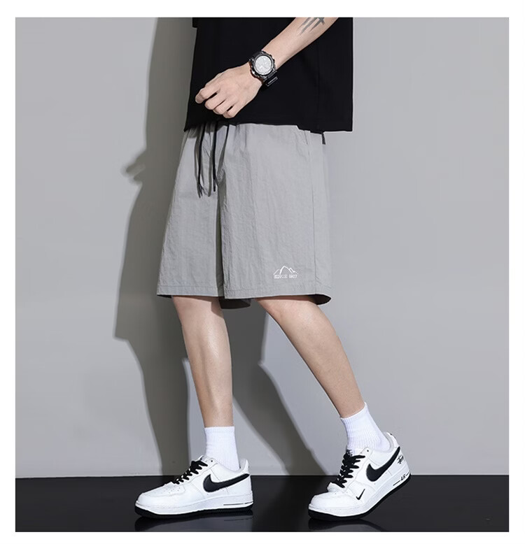 GLM Men's Summer Thin Ice Silk Casual Shorts Loose Sports Beach Mid-Length Pants 17
