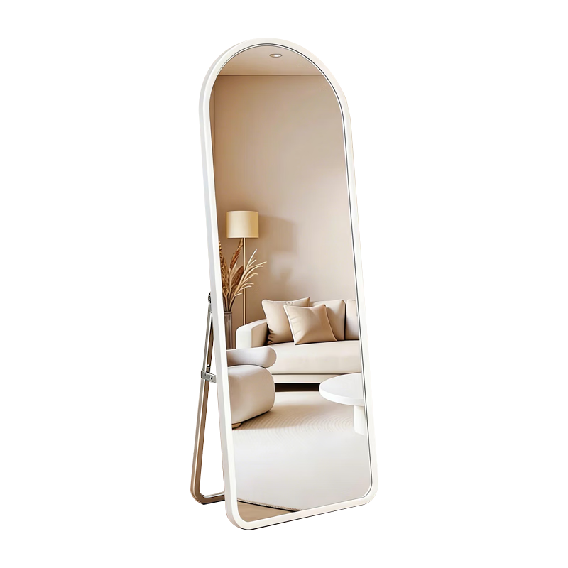 Huakai Star Full-Length Mirror Dressing Mirror Home Bedroom Floor Mirror Simple Cream Style JY102 White 160*50 Aluminum Alloy
