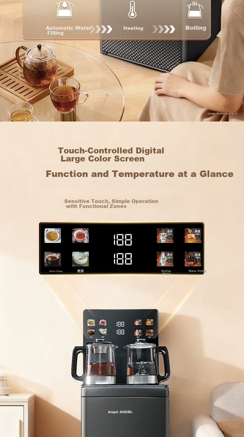 Angel Home Tea Bar Machine High-End Living Room Smart Voice Control Anti-Overflow and Dry-Burn Protection Bottom-Load Water Dispenser Constant Temperature Health Preservation Stewing Kettle Integrated 16