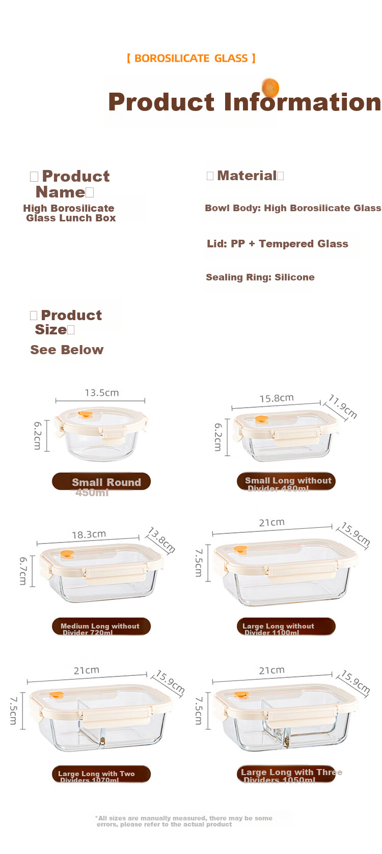 Cilock Heat-Resistant Glass Lunch Box for Office Workers Microwaveable Bento Box Glass Food Storage Container (with Utensil Bag) 9
