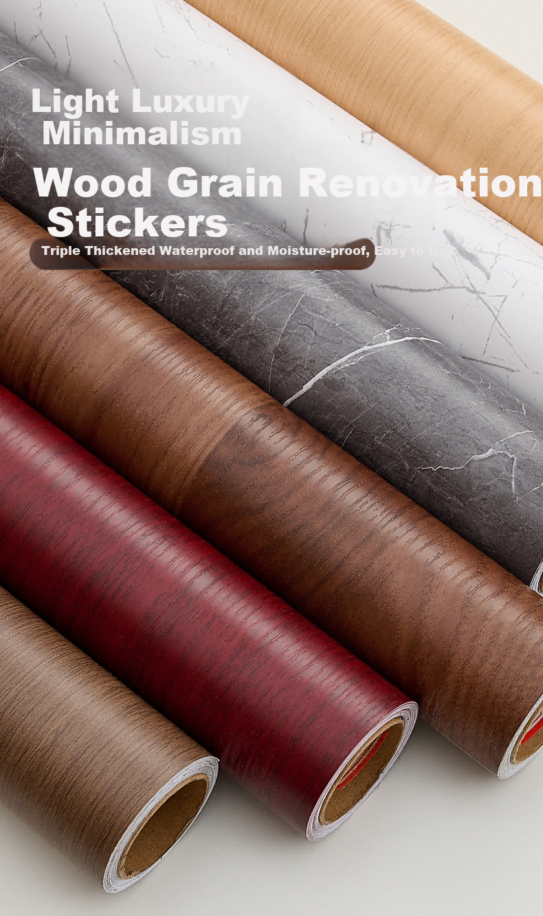 Omai Thickened Wood Grain Wallpaper Red Maple 3m Self-Adhesive Desk Cabinet Door Film Waterproof Furniture Renovation Sticker 1