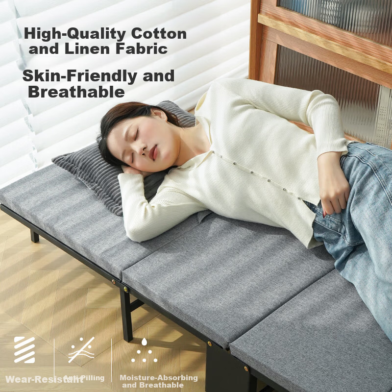 Restar Folding Bed Office Nap Essential Hospital Companion Bed Comfortable Wooden Sponge Single Nap Bed 60cm