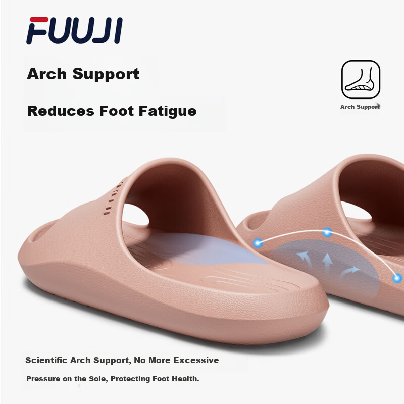 FUUJI Anti-Slip Odor-Resistant Antibacterial Shower Slippers Unisex Indoor Outdoor Bath Sandals FJ8712 Pink Size 37-38