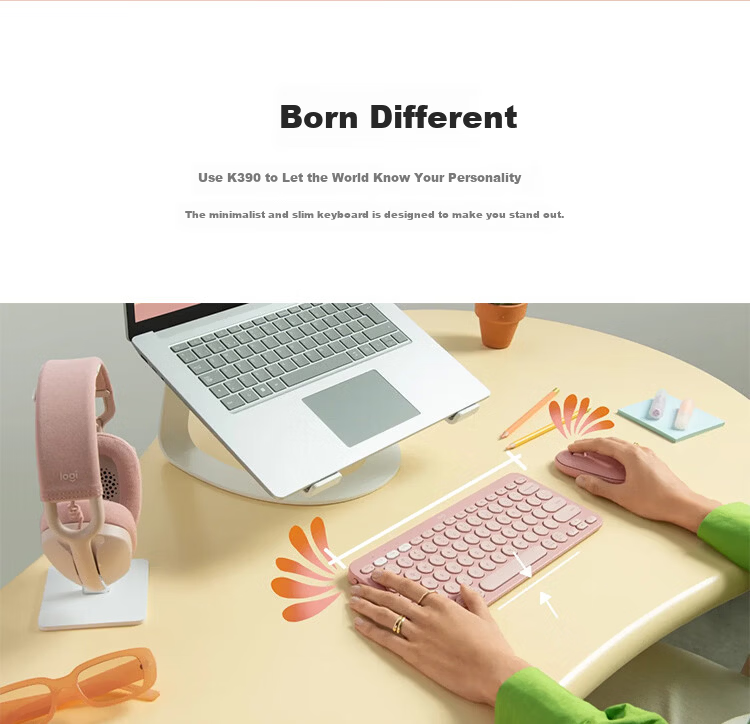 Logitech Stylish Series K390 Wireless Bluetooth Keyboard Ultra-thin Portable New Upgrade Sand Color 79 Keys 2