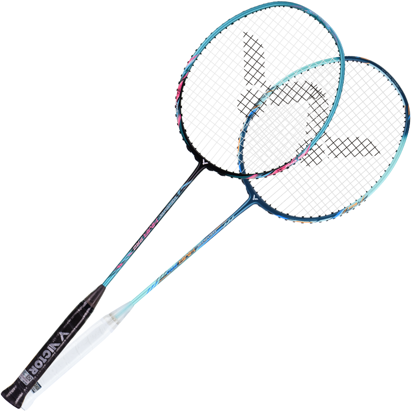 VICTOR TK-HMR Full Carbon Badminton Racket Set Deep Blue & Turquoise 4U Pre-Strung with Grip