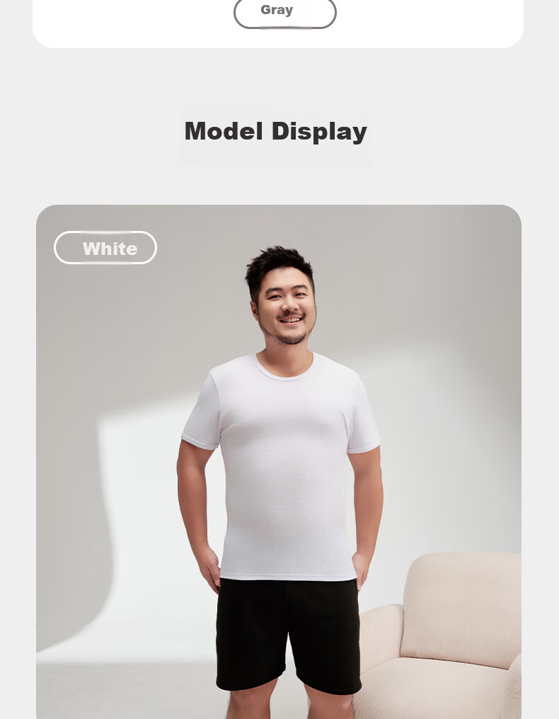 Yiershuang Plus Size 100% Cotton Men's Anti-Odor Short Sleeve Base Layer T-Shirt Big and Tall Elderly 15