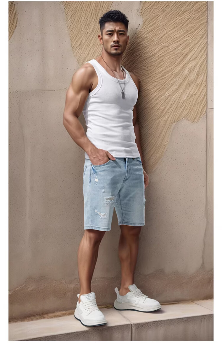 Langsha American Vintage Heavyweight Ribbed Cotton Men's Tank Top 300g Stretch Slim Fit Sports Fitness Summer Racerback 13