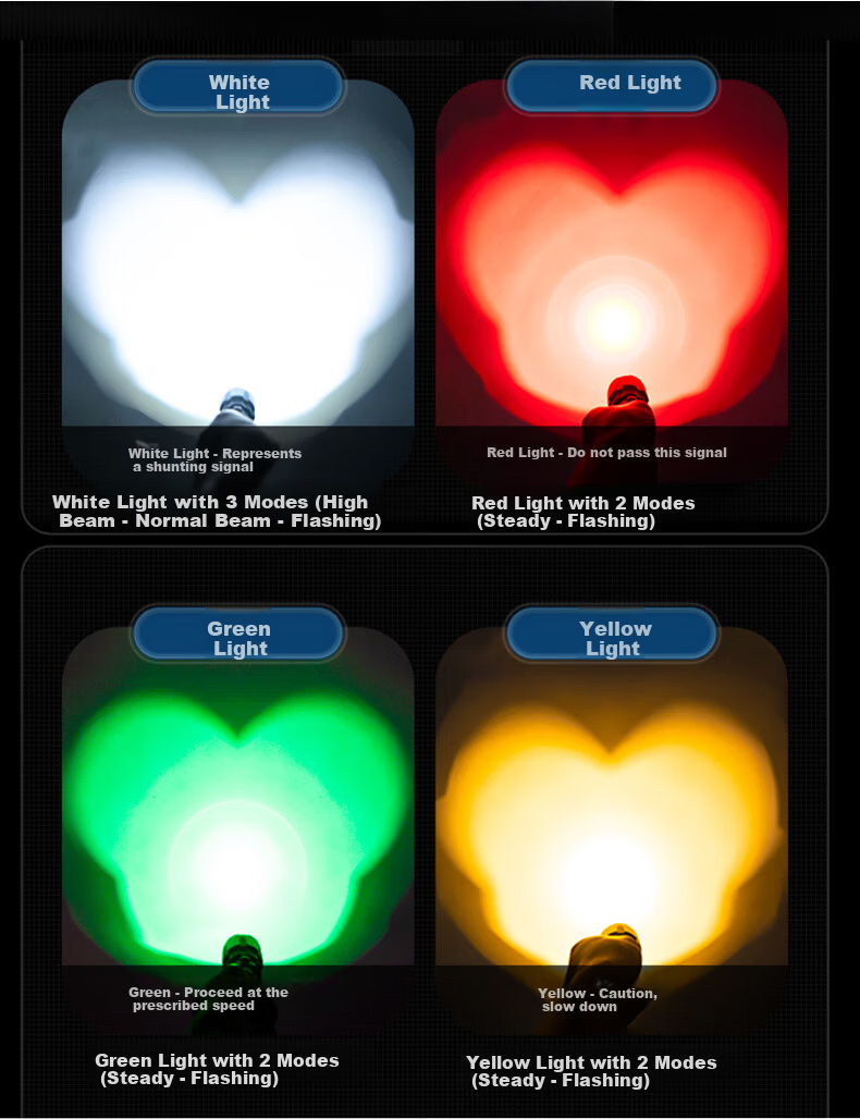 Jujingyang Railway Flashlight Signal Light Four-Color High Brightness Red White Yellow Green 2033 Rechargeable Traffic Train Indicator Light 3
