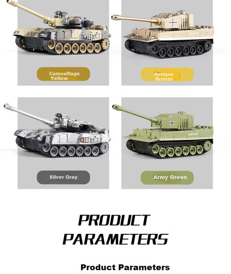 Huashimeng Remote Control Tank Car Track 2.4G Military Off-Road Armored Electric Model Toy Car for Boys 11