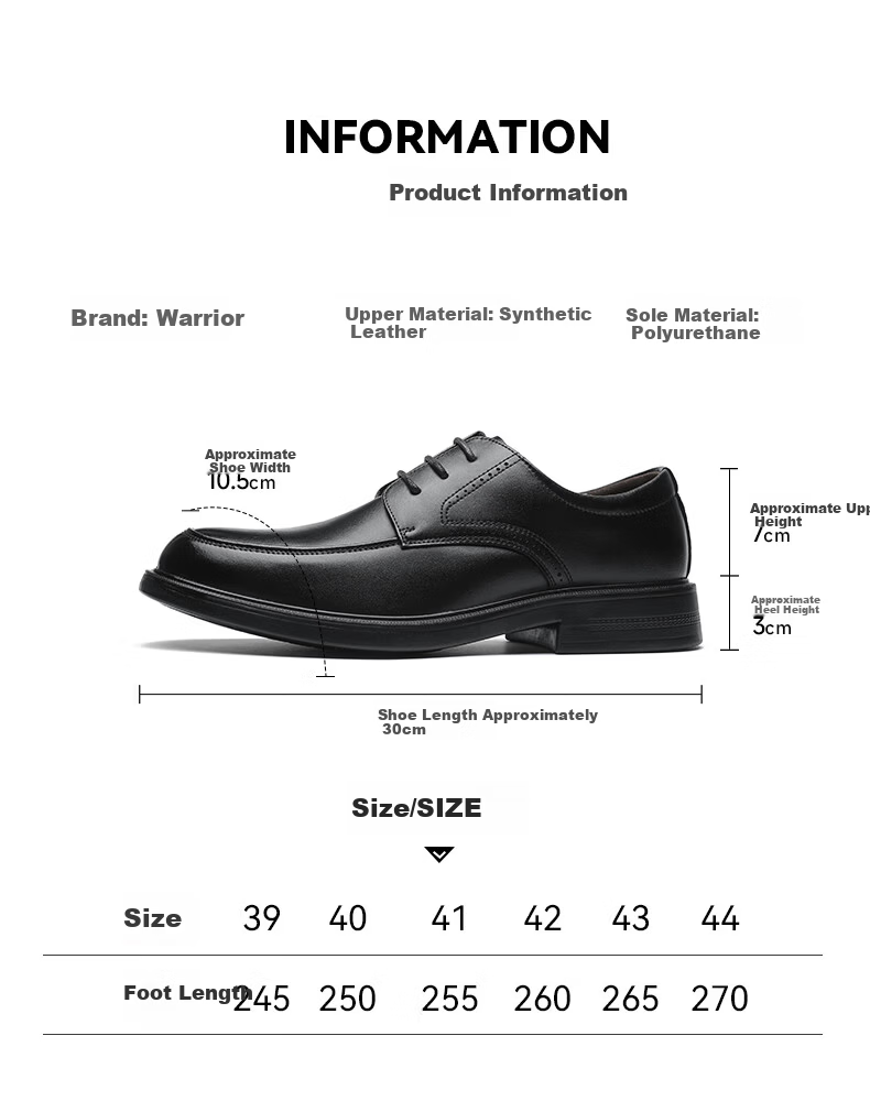 Warrior Official Men's Leather Shoes Spring Summer New Black Soft Sole Formal Business Casual Shoes 2607 Black Size 41 18