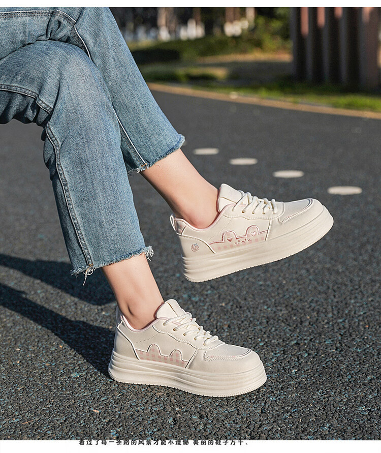 Warrior Women's Casual Sneakers Simple Versatile Cute Durable Commuter Sports Shoes WXY-Q549C Beige Pink Size 40 3