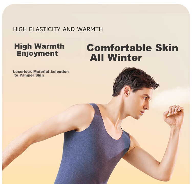 LangSha Men's Thermal Vest Thin Double-Sided Fleece Lyocell Feather Velvet Wide Shoulder Base Layer Winter 19