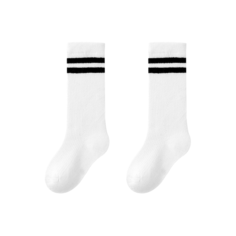 BOBDOG Children's Mesh Socks, Spring And Summer White Student Soccer Socks, Breathable Mid-Calf Socks, Calf Socks, Black, 12-14cm