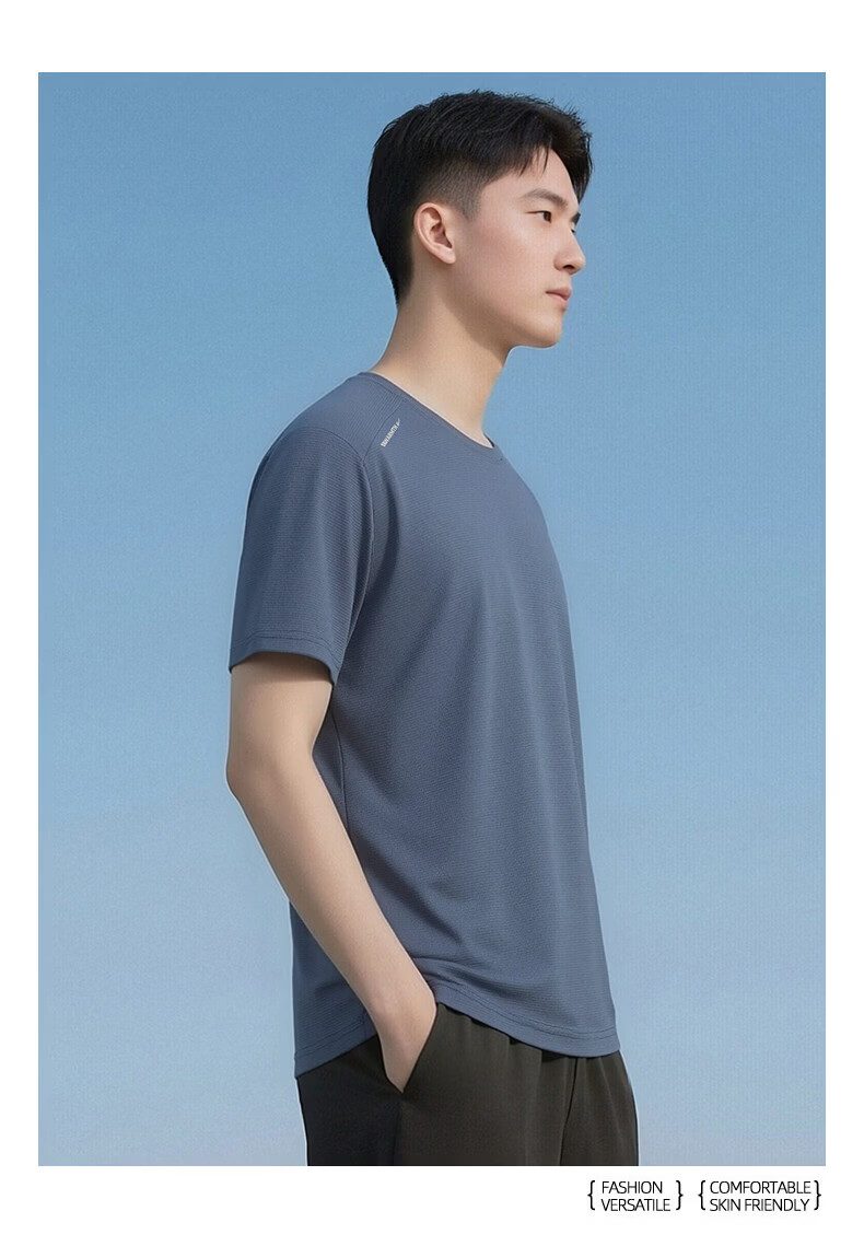 Warrior Men's Short Sleeve Summer Breathable Ice Silk Quick-Dry Running Fitness Sports Crew Neck T-Shirt Sweat-Absorbing Top 6