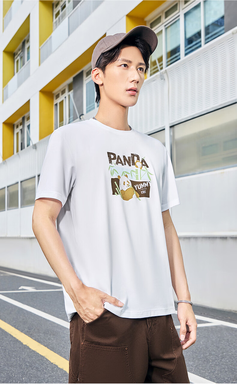 Erke Men's Casual T-Shirt Summer New Round Neck Antibacterial Outdoor Sports Fashionable Versatile Trendy Base Shirt 5