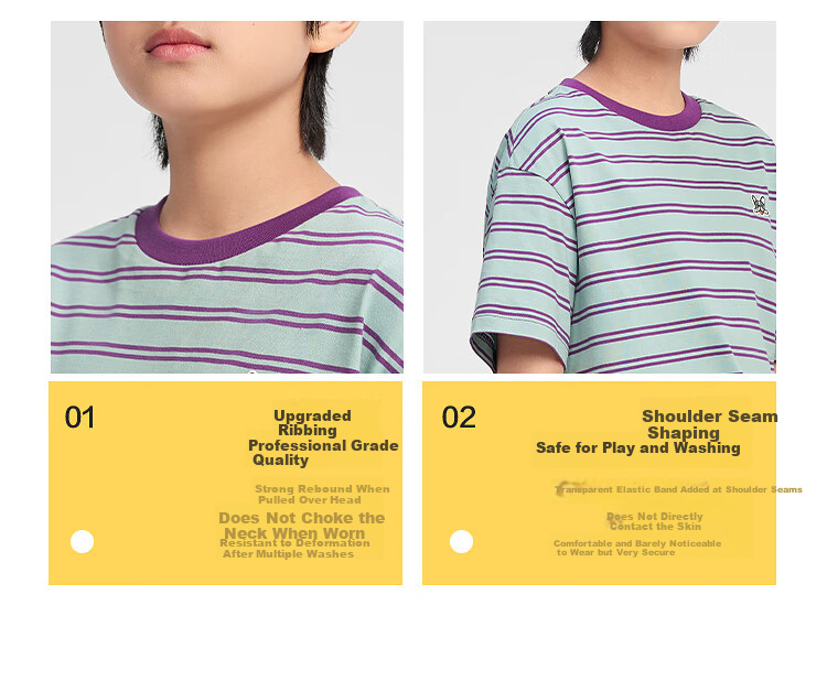 Balabala [balaOne] Kids Short Sleeve T-Shirt Boys Girls 2026 Summer Striped Quick-Dry Parent-Child 4