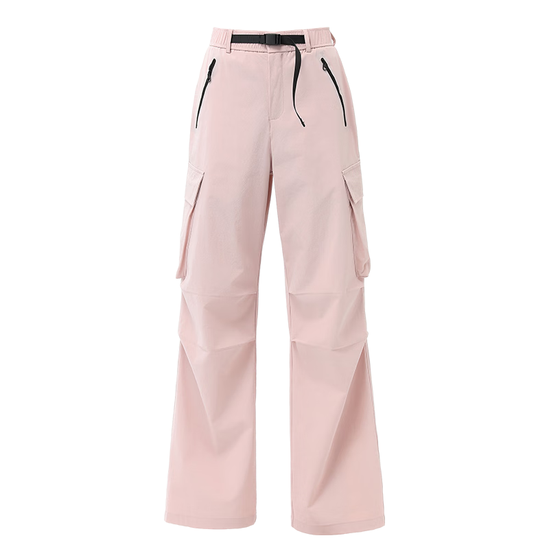 Xueqiman Women's Work Pants 2026 Summer New High-Waist Paratrooper Pants Windproof Waterproof Outdoor Hiking Sports Shell Pants