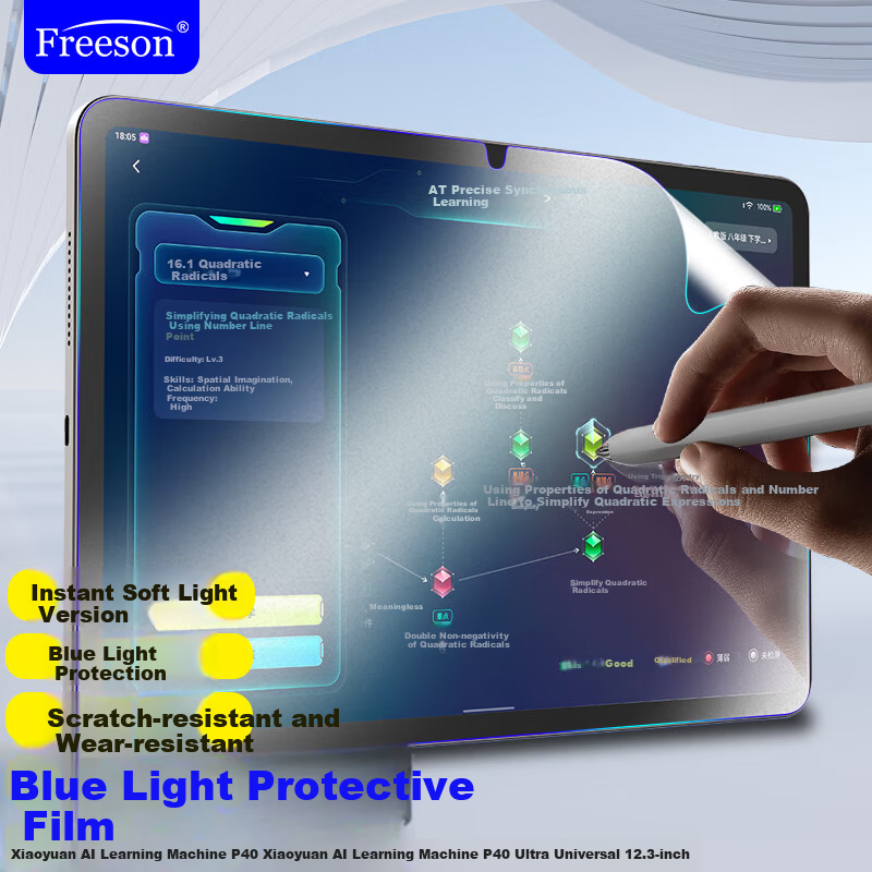 Freeson Anti-Blue Light Soft Screen Protector Film for Xiaoyuan AI Learning Machine P40/P40 Ultra 12.3-inch Tablet, Smooth Writing Paper-Like Film