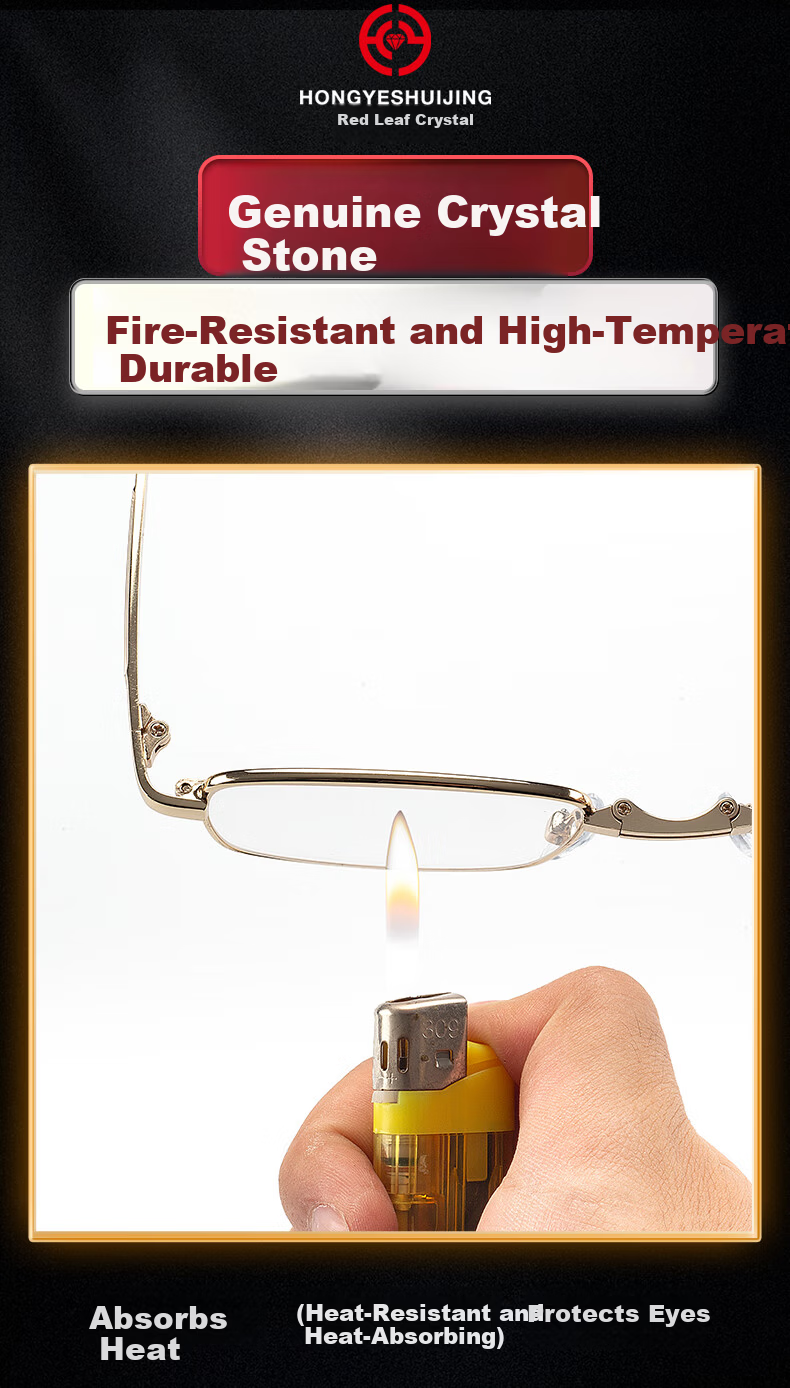HONGYE Crystal Reading Glasses HD Portable Folding Unisex Stone Frame Lightweight Middle-aged and Elderly Glasses East China Sea Qixi Festival 3