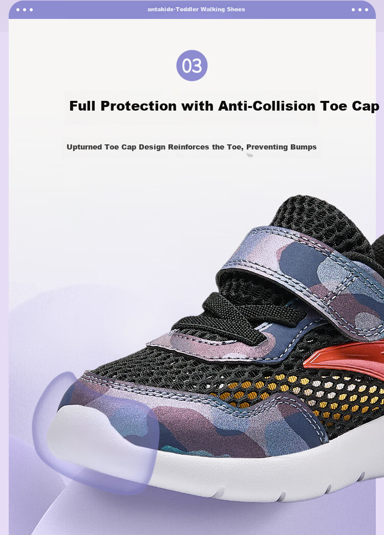 ANTA Toddler Shoes for Boys And Girls, 2026 Autumn Soft-Soled Breathable Mesh Sneakers, Infant And Children's Shoes, Energetic 9
