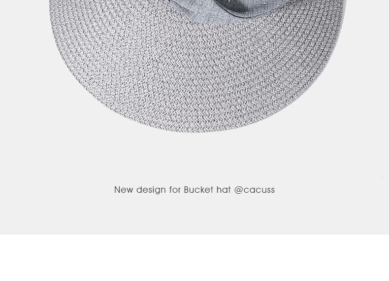 CACUSS Women's Open-Top Straw Sun Hat with Bow, Fashionable Vacation Outdoor Summer Sunshade Cap, Starlight Gray 18