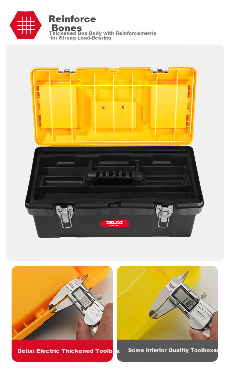 Delixi Thickened Toolbox Storage Box Large Industrial Grade Portable Multi-Functional Repair Electrician Tool Case for Home and Vehicle 7