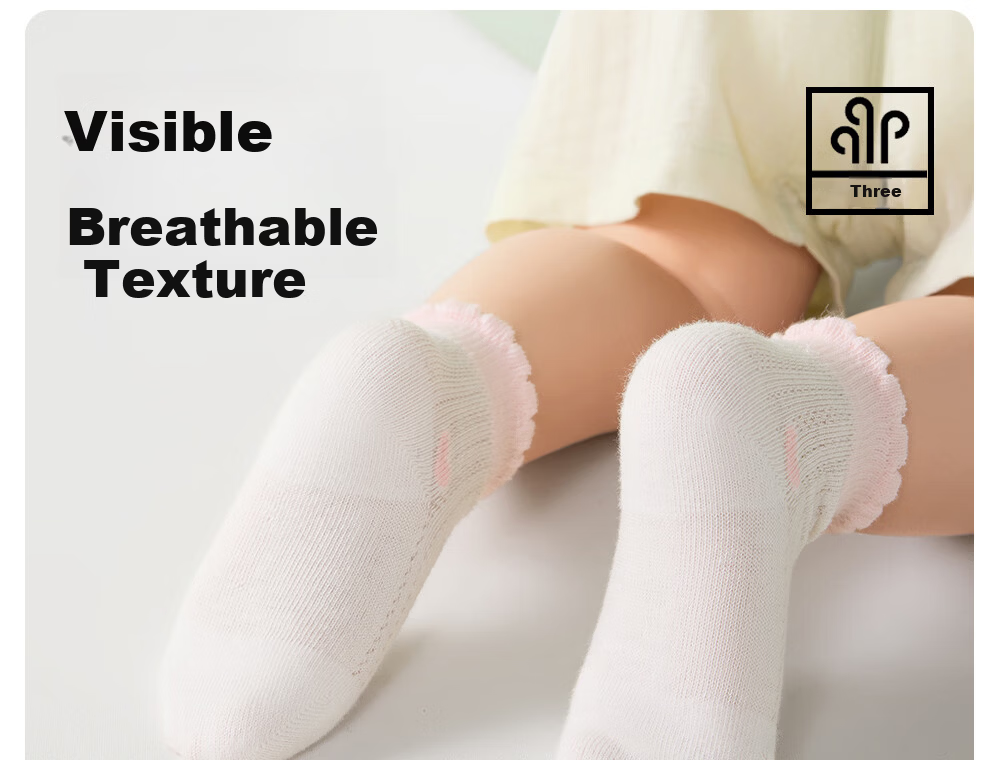 Beitais Children's Socks 3-5 Years Summer Thin Newborn Baby Mesh Socks Breathable Mid-Calf Socks for Boys and Girls 15