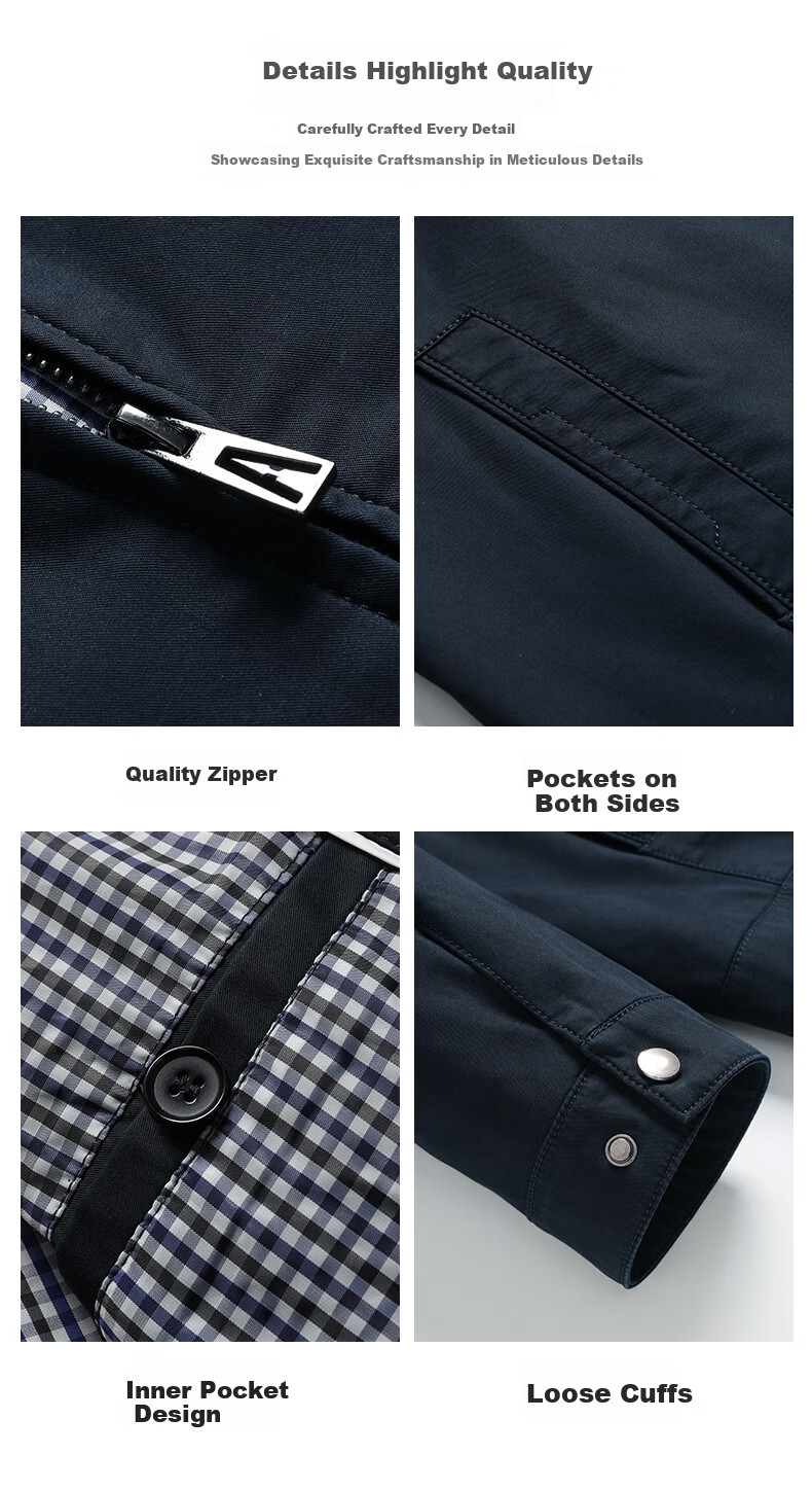 ROMON 100% Cotton Men's Jacket Casual Workwear Spring Autumn Lapel Coat for Middle-aged and Young Men Dad Style Shirt Jacket 5