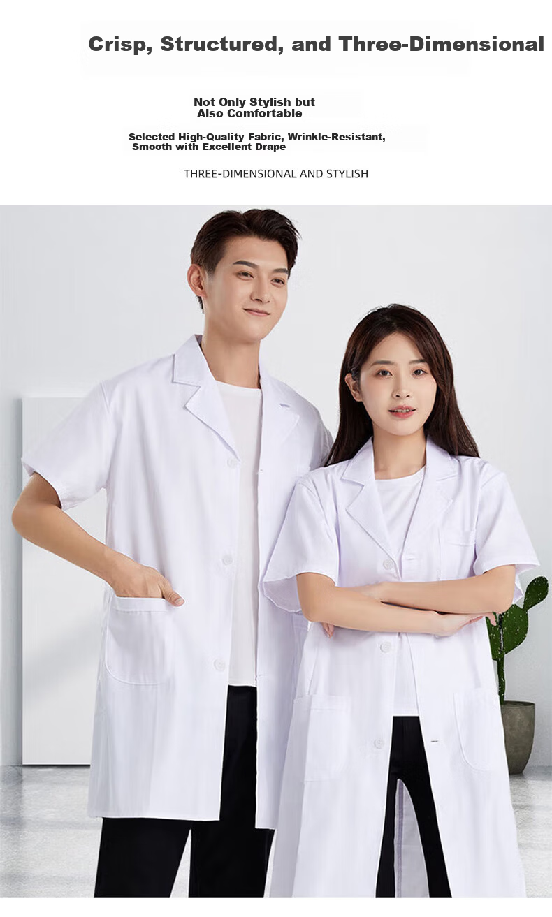 Artiya Long Sleeve White Lab Coat S Size Button Style Customizable Chemical Experiment Workwear Labor Protection Clothing 11