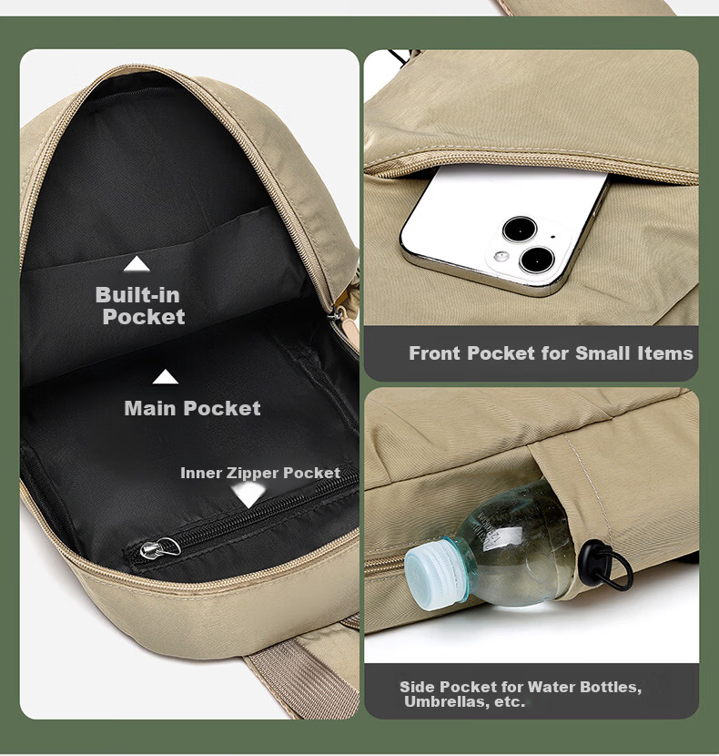 JEVI Men's Chest Bag Casual Water-Resistant Oxford Cloth Crossbody Shoulder Bag Korean Style Trendy Front Chest Bag 8