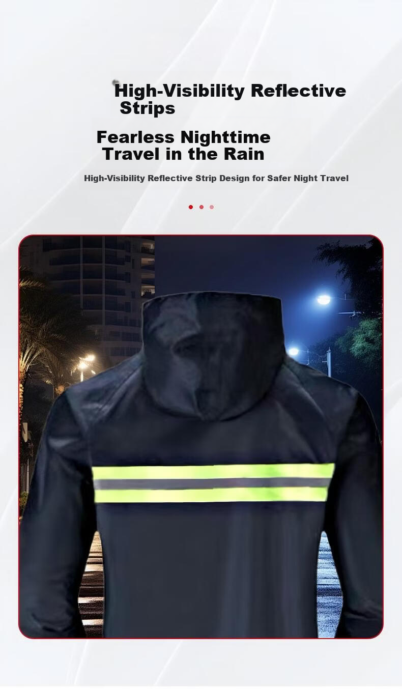 OUJAYROM Long Raincoat Waterproof Reflective Unisex Oxford Fabric Durable Mountaineering Work Labor Raincoat Navy Blue Button [Long Trench Coat] 4
