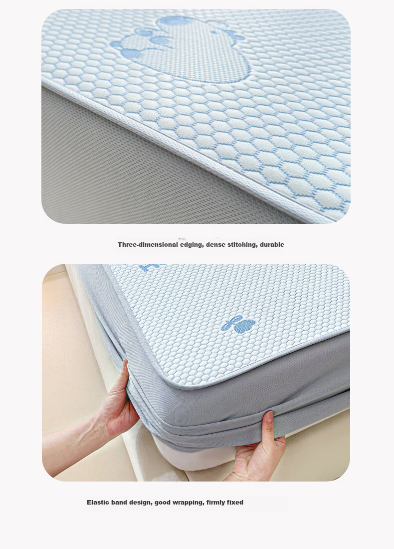 MUJI Class A Summer Cooling Ice Silk Bed Sheet Three-Piece Set 1.8x2m Double Full-Cover Bed Skirt Mattress Protector 17