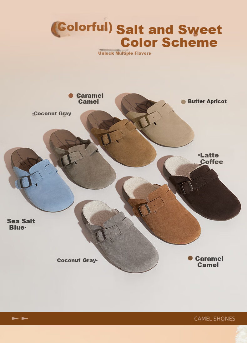 CAMEL Women's Birkenstock Style Genuine Leather Casual Low Heel Slip-On Shoes L25S700038 Camel Size 37 3