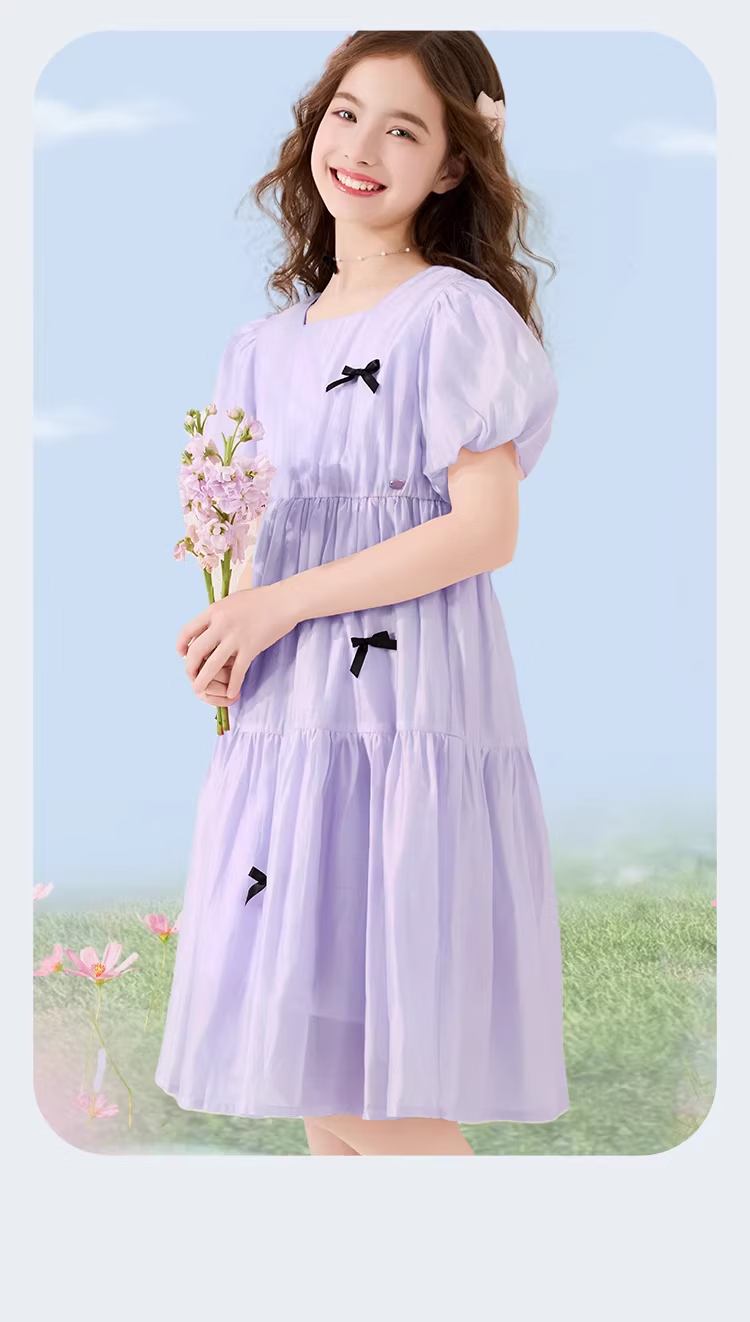 Disney Girls Summer Dress New Children's Princess Dress Large Kids Stylish Tencel Chiffon Dress EQ020 Pink 170 15