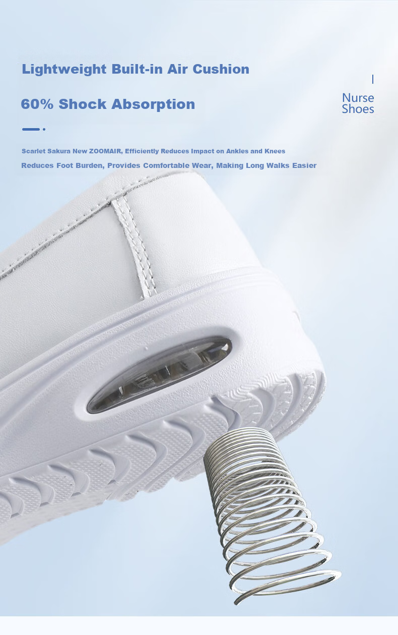 Feiying Cushion Nurse Shoes Women Soft Sole Breathable Hollow Anti-Fatigue Medical Work Shoes 2-6816 White Size 40 6