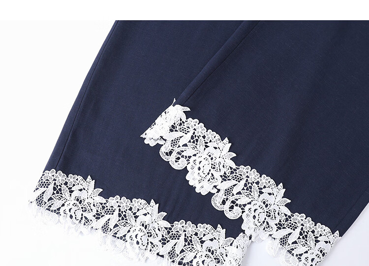Demana [with Linen Lyocell] Summer Cropped Pants Simple Lace Trim Elastic Waist Straight Slim Casual Pants for Women 14