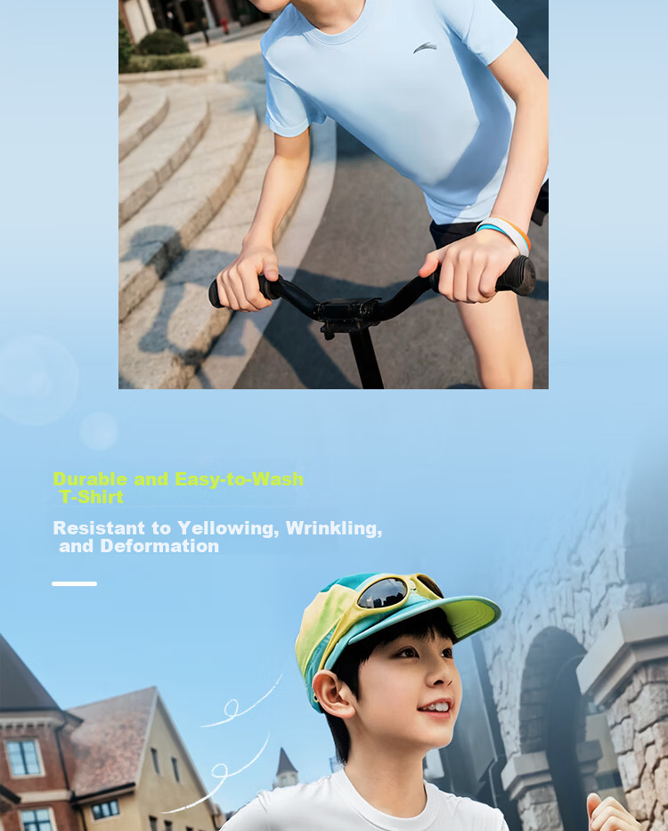 Anta Kids Short Sleeve T-Shirt Sports Quick-Dry Boys Summer 2026 Outdoor Short Tee Girls Easy-Care TA72625110 8