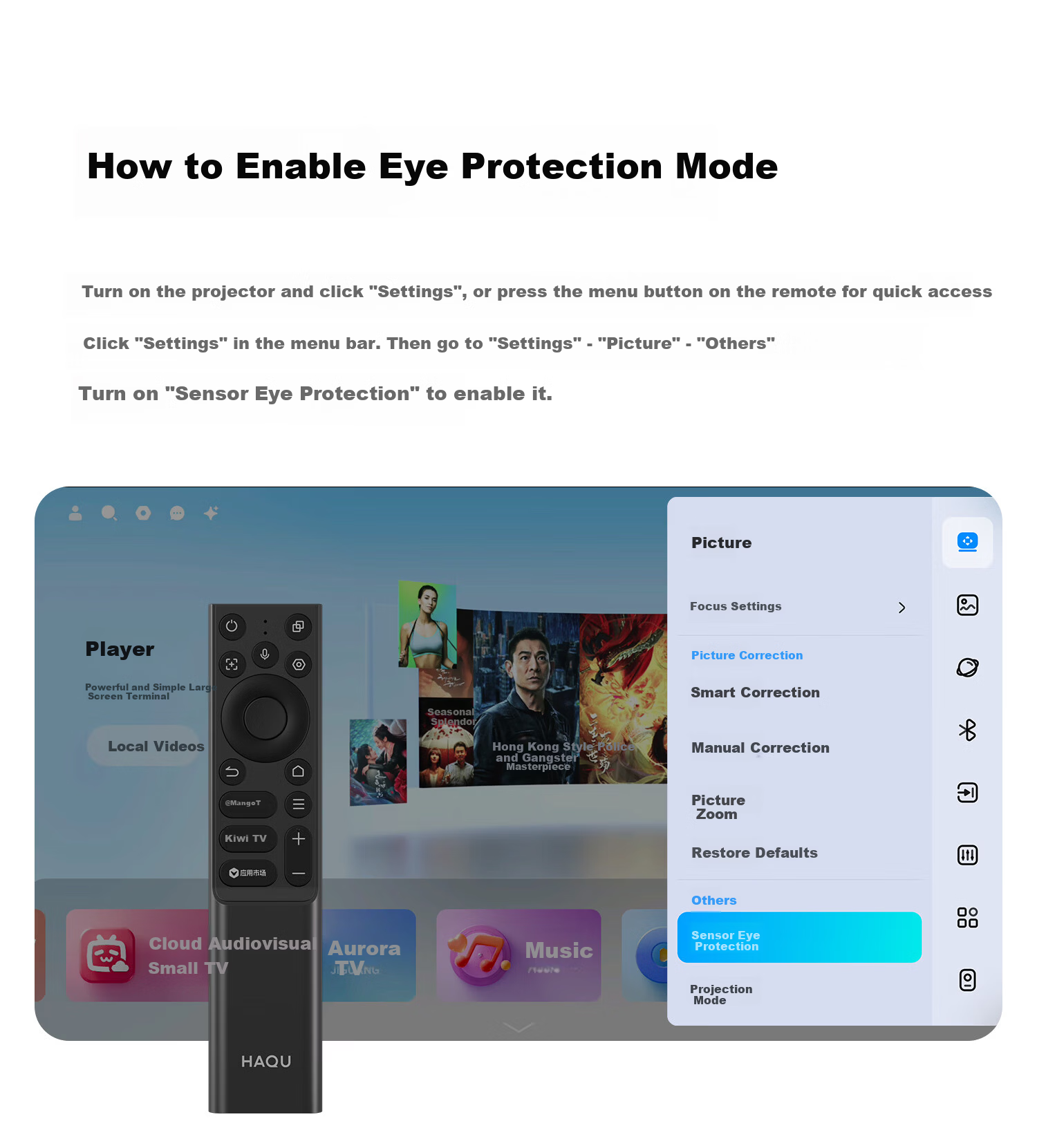 Haqu Q1 Pro Max Projector Home Theater True 1080P HD Smart Portable Bedroom Dormitory Projector (Harman Custom Acoustics) 9