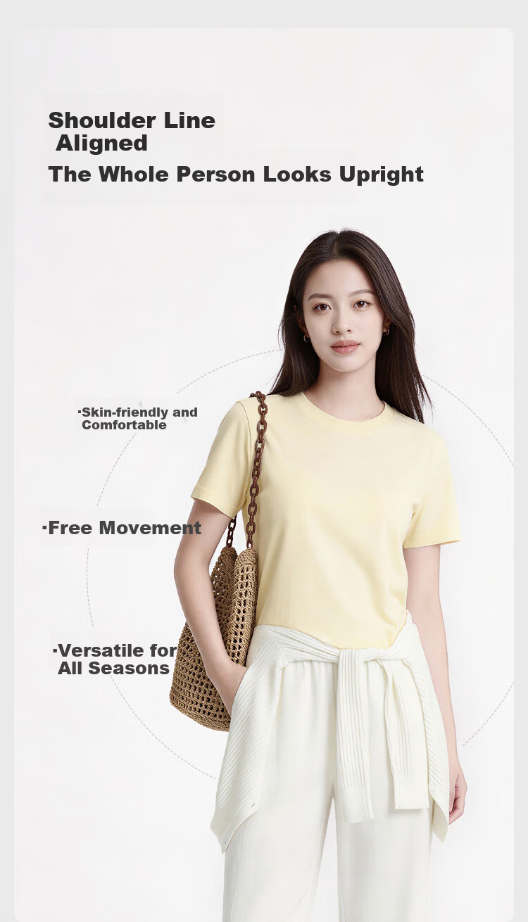 JD Jingzao Women's Short Sleeve Crew Neck T-Shirt 26 Spring New Trend Xinjiang Cotton Base Shirt Black S 2
