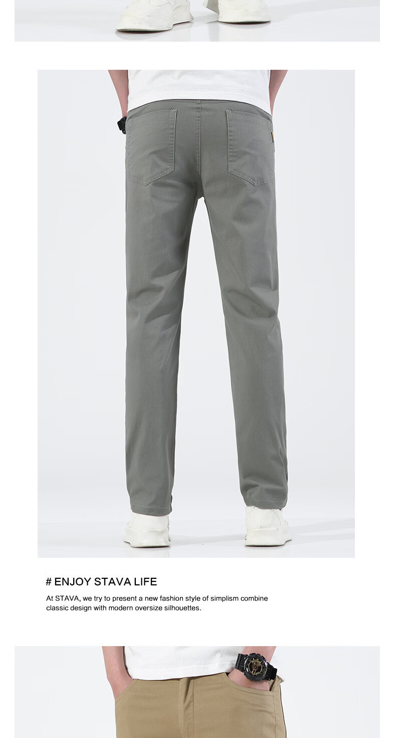 ROMON Men's Pants Spring and Autumn Pure Cotton High-Quality Versatile Durable Workwear Denim Light Business Casual Trousers Gray 31 12