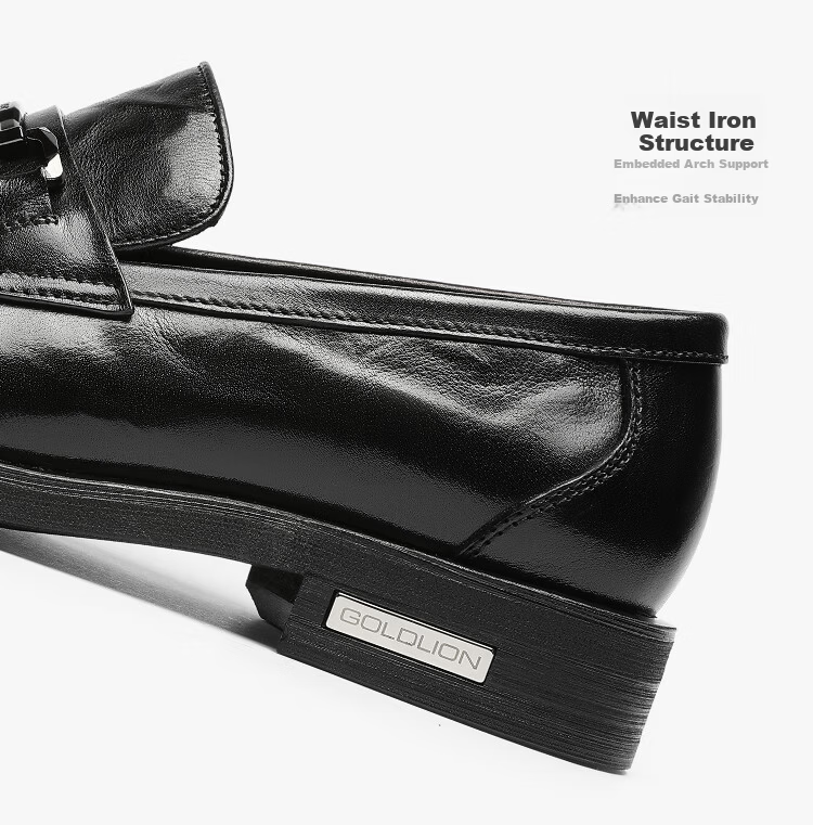 Goldlion Men's Spring Summer Business Leather Slip-On Loafers G515530004AAA Black Size 42 10