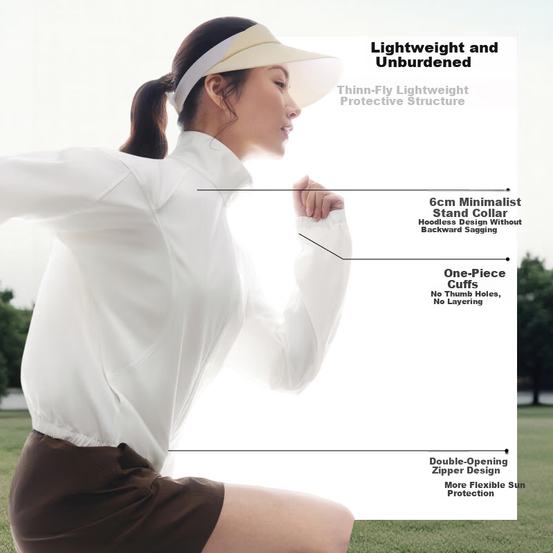 Beneunder Women's Sunscreen Jacket Outdoor Quick-Dry UV Protection UPF50+ ES001 Frost White 2XL