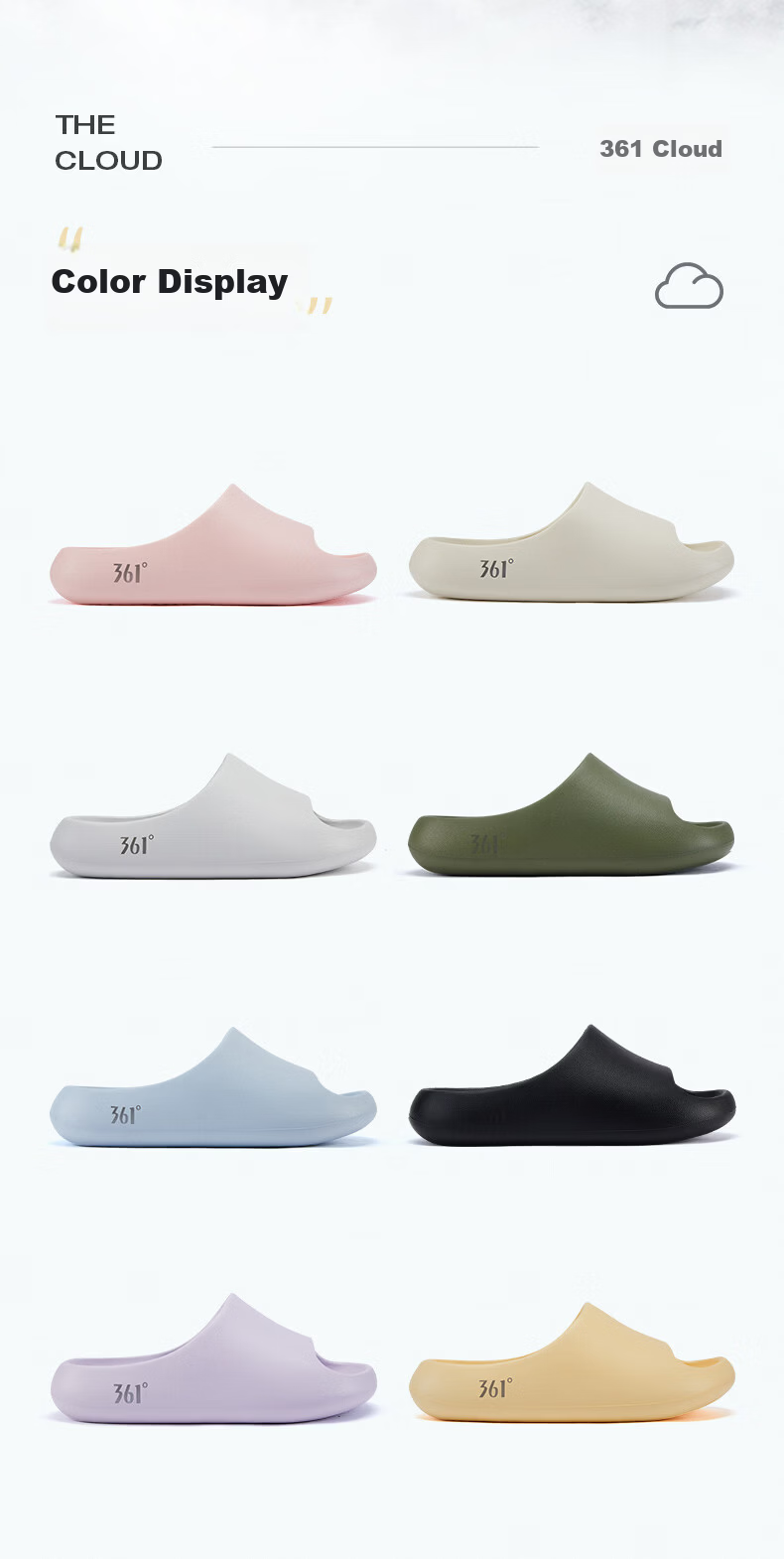 361° Cloud Thick Sole Men's Non-Slip Indoor Casual Slide Sandals 9