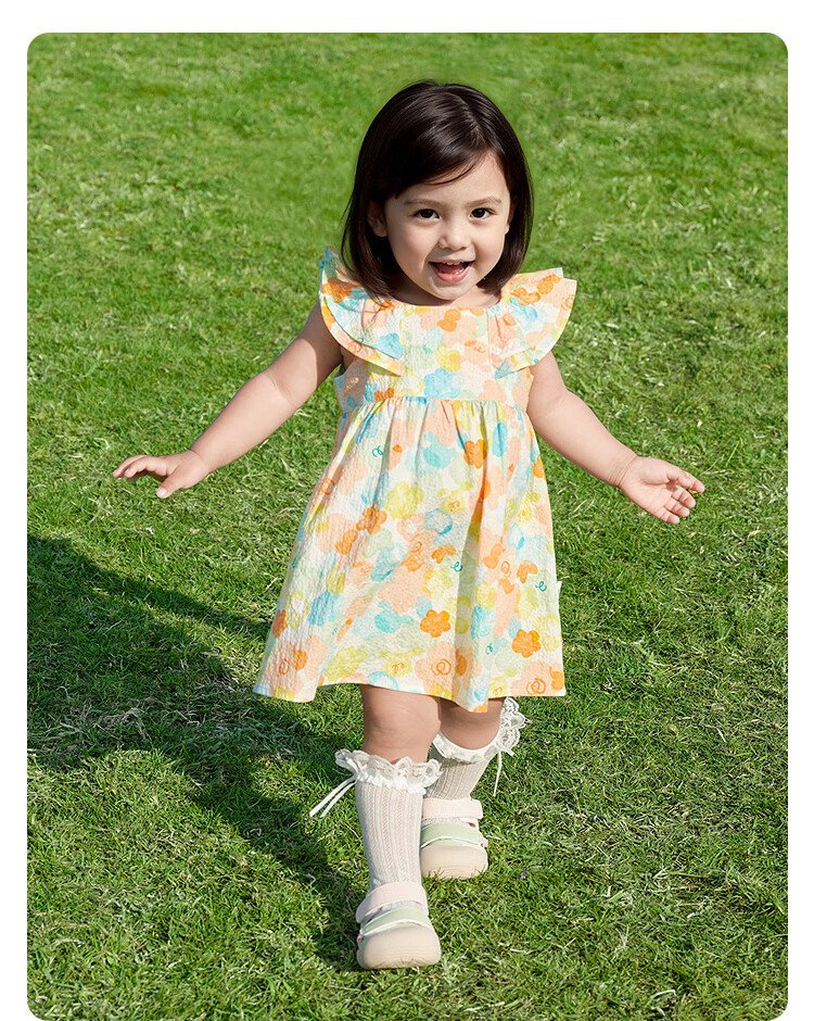 Balabala Girls Baby Dress Infant Dress 2026 Summer New Breathable French Style Floral Princess Dress 20