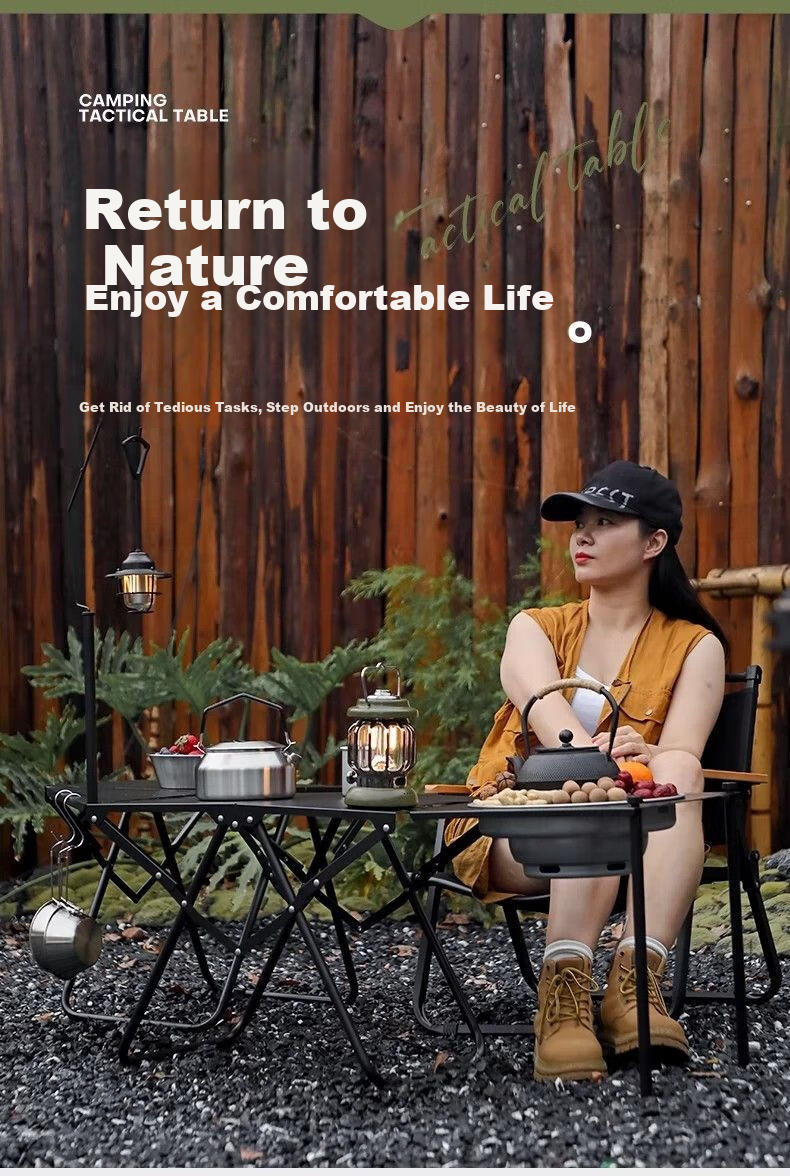 Hakkai Bird Outdoor Folding Table Portable High-End IGT Camping Shadow Tactical Multifunctional Picnic Table Quick-Open Small Tea Table 1