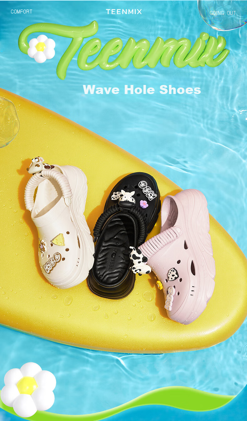 Tianmeiyi Langhua Hollow Thick-soled Height-increasing Sandals Women's Outdoor Beach Shoes Summer CMX18BL6 Black Size 35 4
